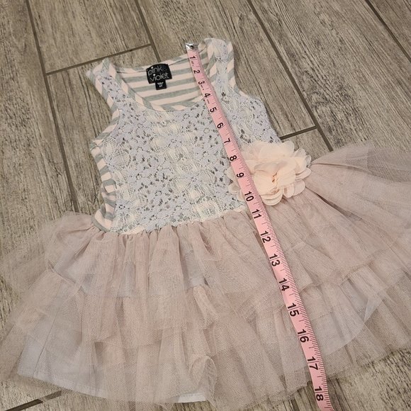 Pink & Violet toddler girl sleeveless formal dress blush pink & grey size 2T - Picture 9 of 9